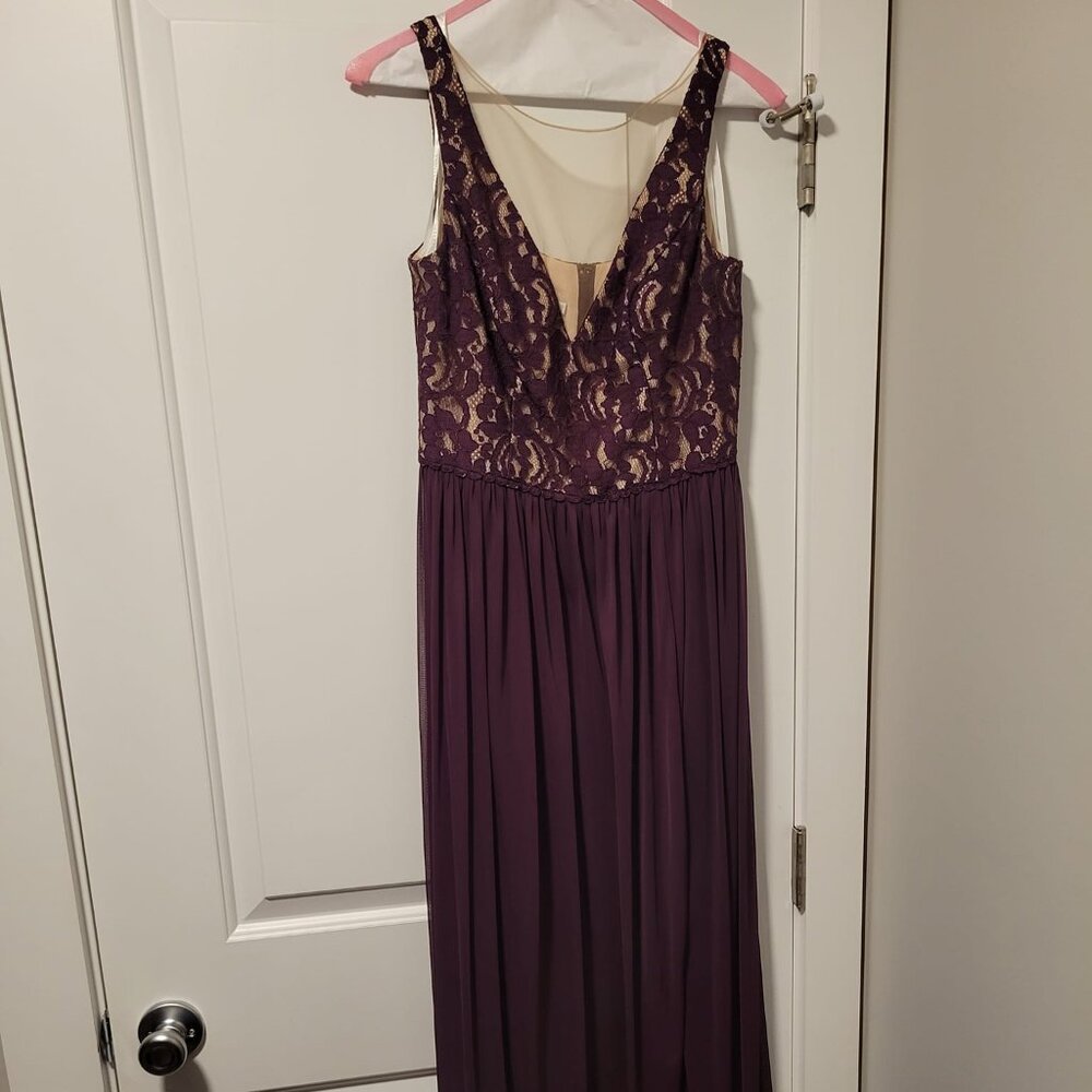David's Bridal long plum gown, unaltered size 6